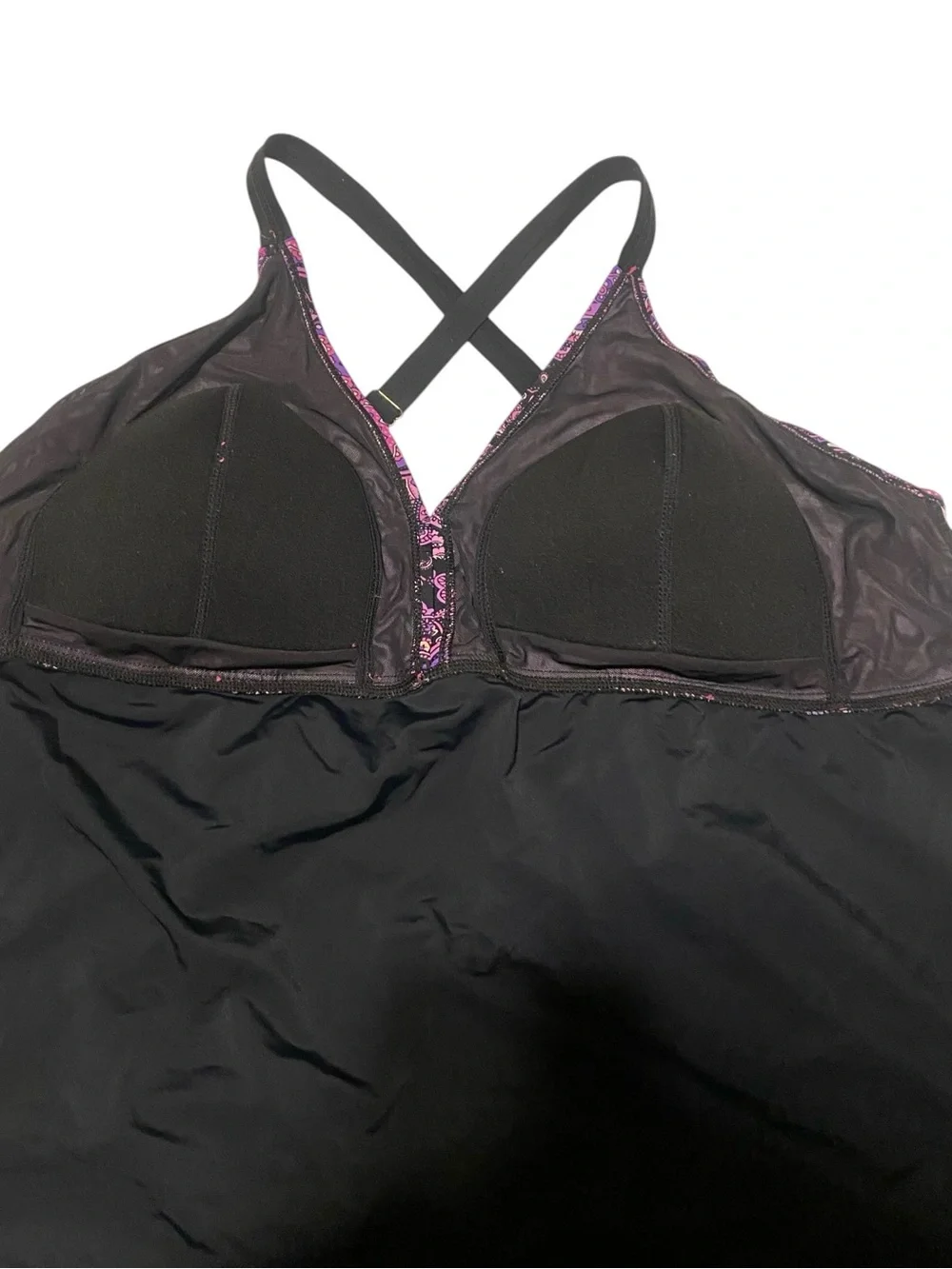 Catherines Tankini Women’s 24W Purple Paisley Wireless Lined Beach Resort Boho